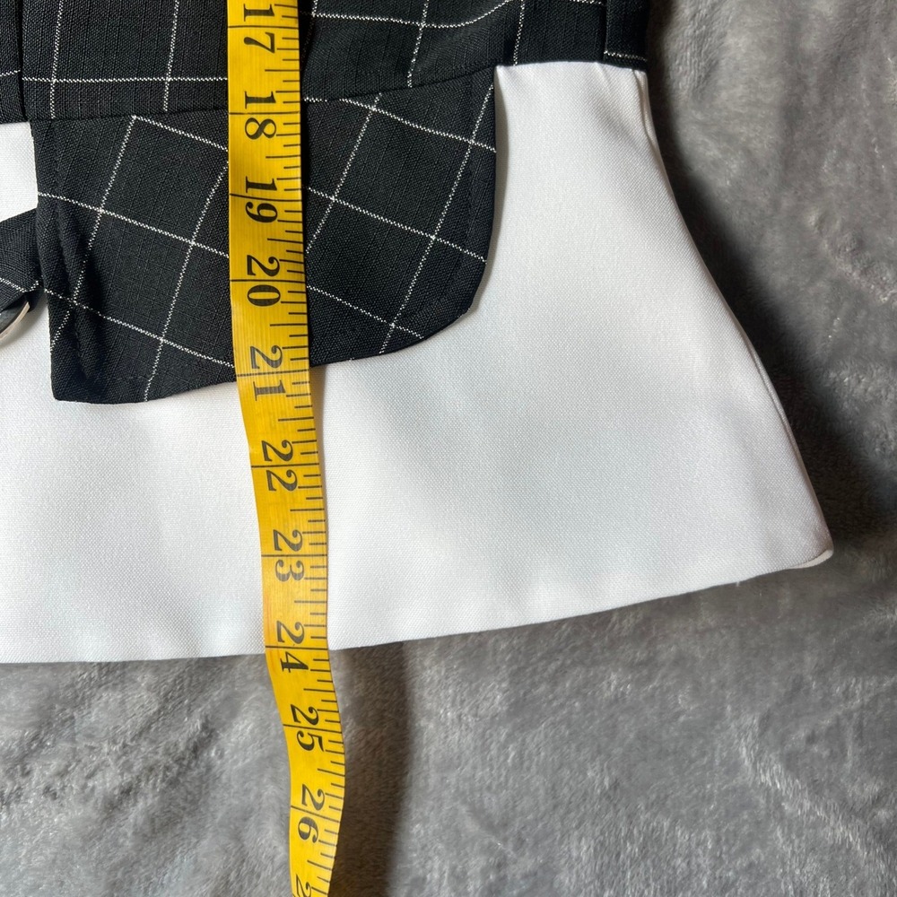 Good Times Vintage Black White Windowpane Horsebit Blazer Top Short Sleeve 14 - Picture 7 of 9